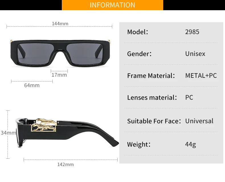 ZLY 2022 New Fashion Rectangle Sunglasses Women Men Gradients Lens PC Frame Leopard Decorate Brand Designer Sun Glasses_voghion.com