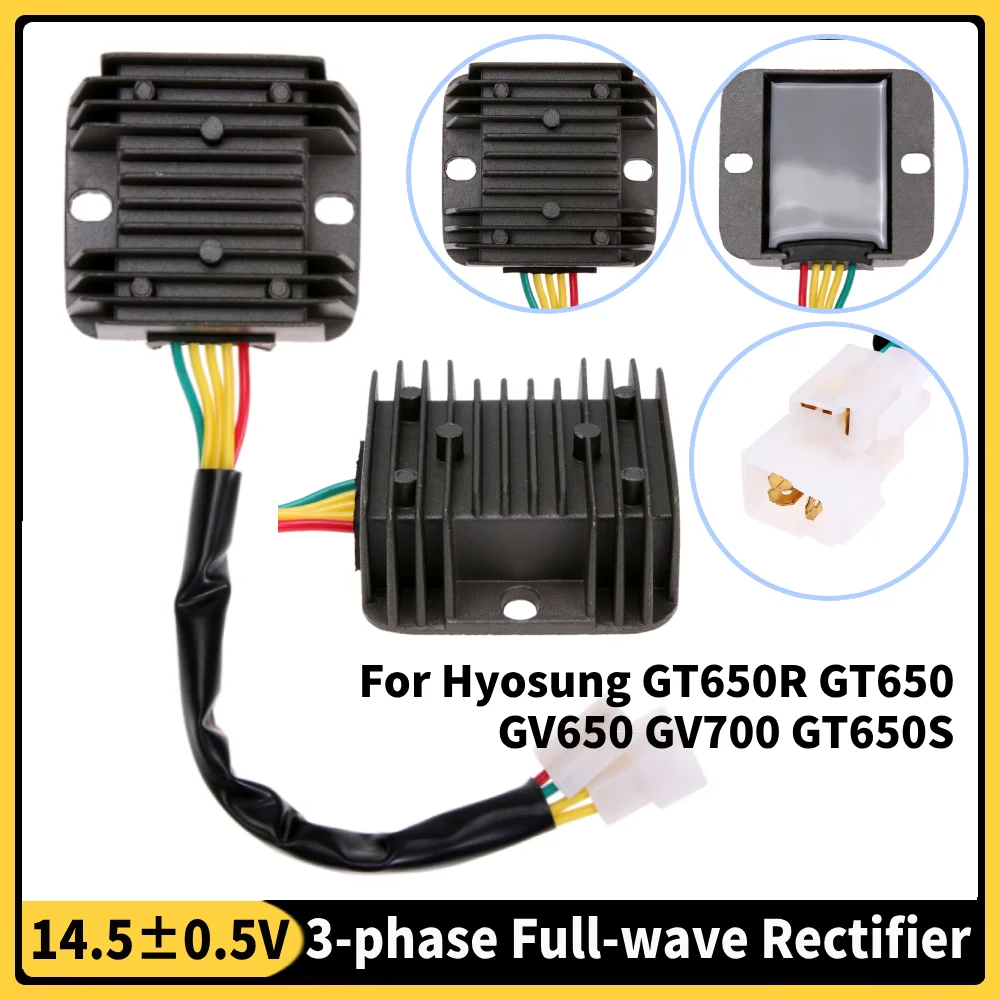 Motorcycle Voltage Regulator Rectifier - 3-Phase Full-Wave For Hyosung GT650R, GV650, ST7, 14V-15V Output