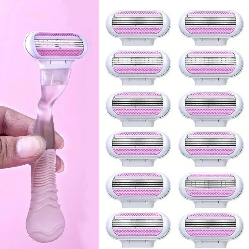 1 Handle + 4/8 Razor Blade Women Safety Razor Blades Face/ Leg/ Armpit/ Bikini Beauty Hair Removal Shaving Compatible Venus Shaver