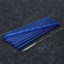 Set of 12 Reusable Glitter Drinking Straws with Cleaning Brush (12pcs Glitter Blue)
