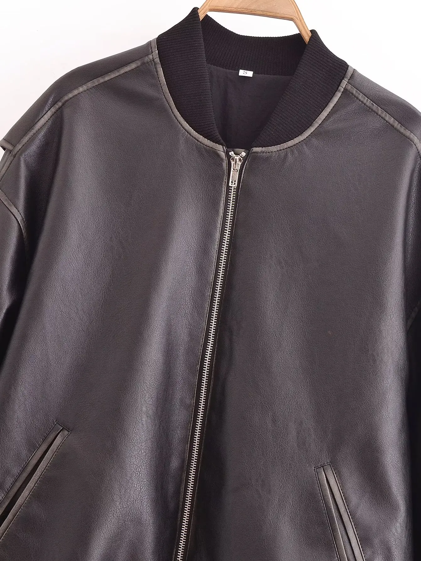 Leather Jackets Women's Coat Black Outwear Casual Loose Faux 2024 Pu Jacket With Zipper Pockets Streetwear Fashion Woman Jackets
