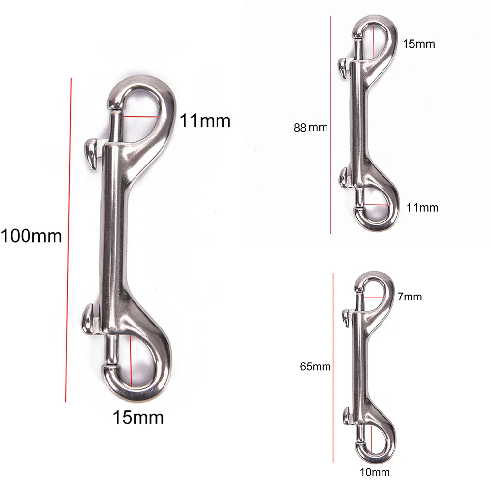 65mm/88mm/100mm Double Ended Scuba Diving Hook Stainless Steel Eye Bolt Snap Hook Quick Link Carabiner