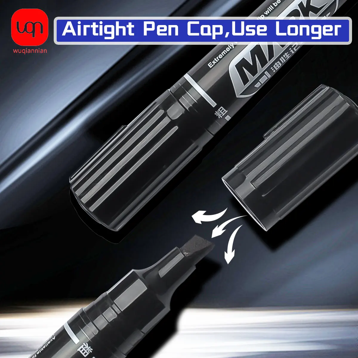 WQN-1PC Permanent Paint Marker Pen Oily Waterproof Black Tire Marker Pen Quick Dry Signature Stationery Supplies