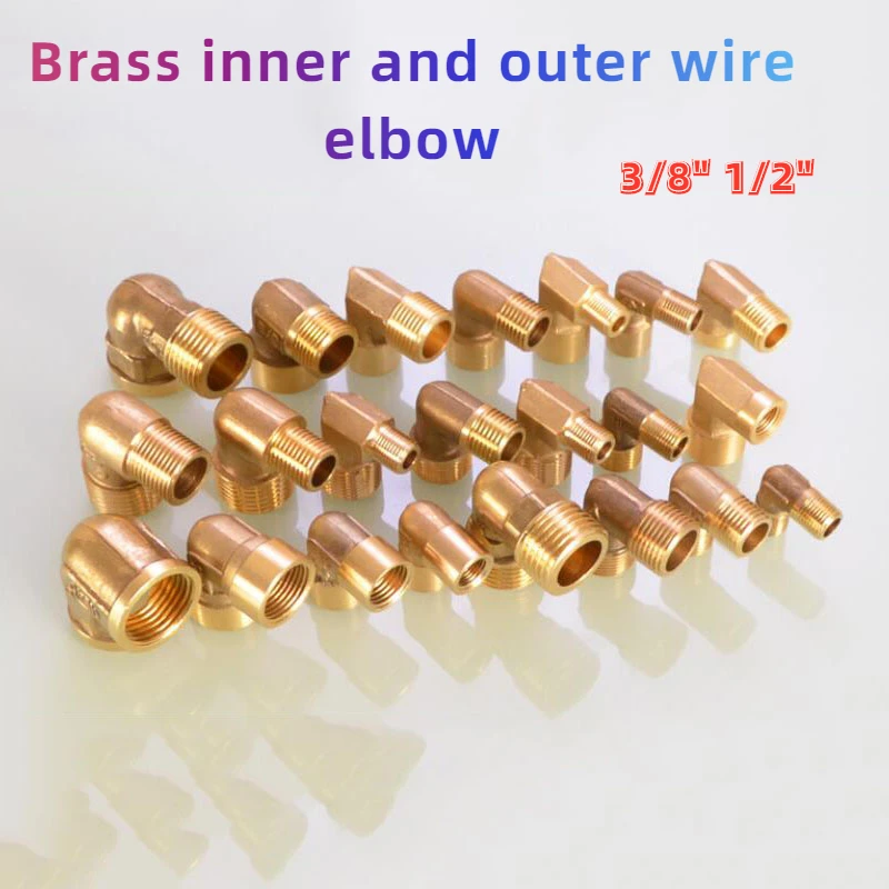 

1PCS 3/8" 1/2" Female X Male Thread 90 Deg Brass Elbow Pipe Fitting Coupler for Water Fuel Copper Adapter