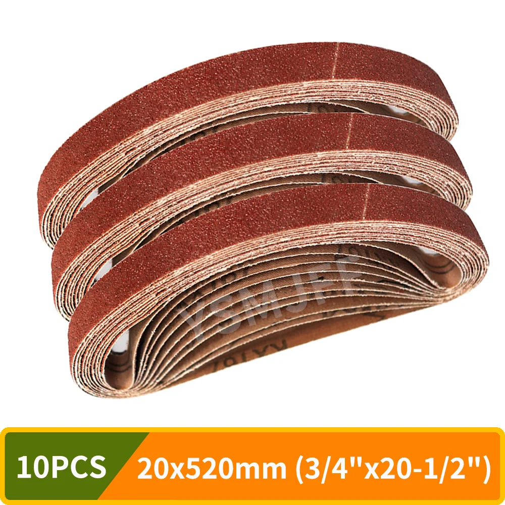 

10PCS 520x20mm Sanding Belt 3/4" x 20-1/2" Abrasive Belts P40-1000 Grit Sanding Bands for Air Belt Sander Welding Spot Grinding