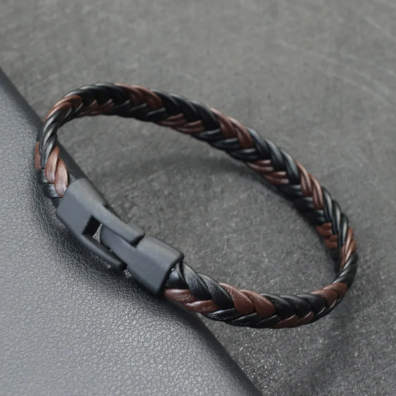 Men Leather Handmade Woven Punk Bracelet