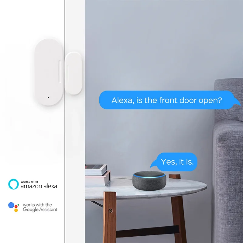 Tuya Zigbee 3.0 Smart Door & Window Sensor Open Close Alarm Built-in Brightness/Luminance Detector Works with Alexa Google Home