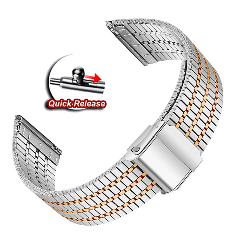 Sleek Stainless Steel Metal Watchband - 20mm/22mm Adjustable Bracelet Strap