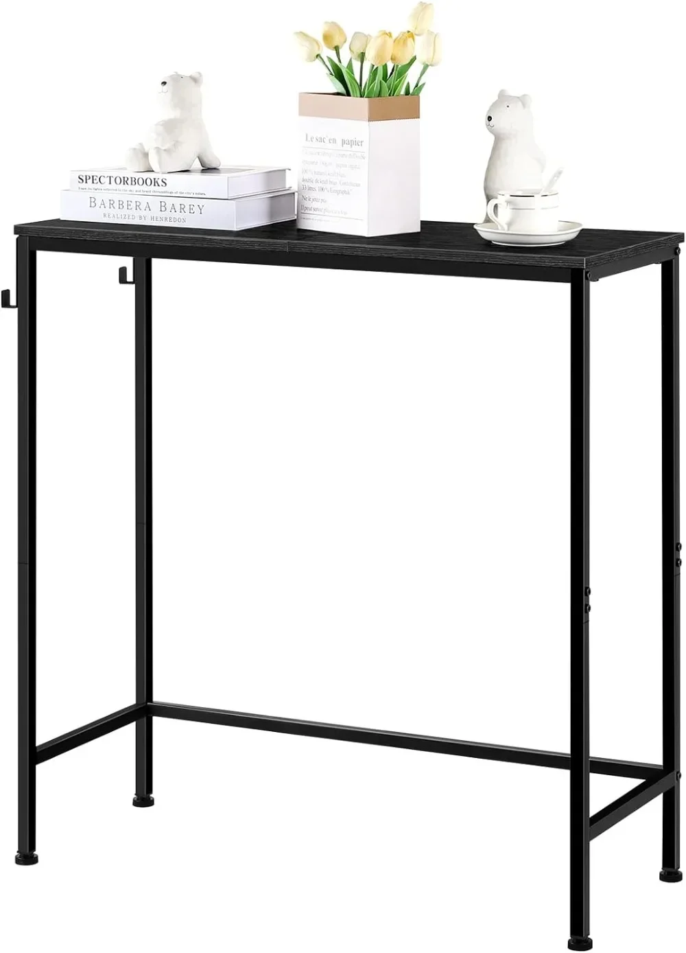 

Черный консольный стол, узкий прихожий с крючками, 31,5 дюйма, маленький диван с металлической рамой, кушетка для гостиной,