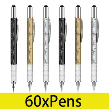 Penna da costruzione multiutensile da 60 pezzi per uomo Strumenti gadget di ingegneria Penne a sfera multiuso con penna e righello di livello 1