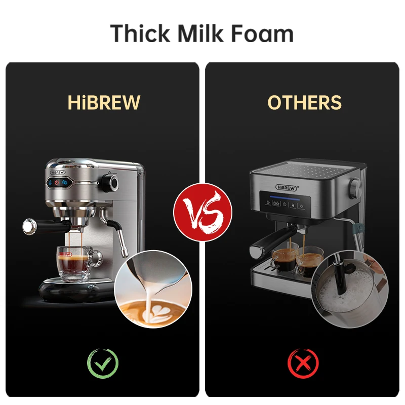 HiBREW Coffee Maker Cafetera 20 Bar Inox Semi Automatic Super Slim ESE POD& Powder Espresso Cappuccino Machine Hot Water H11