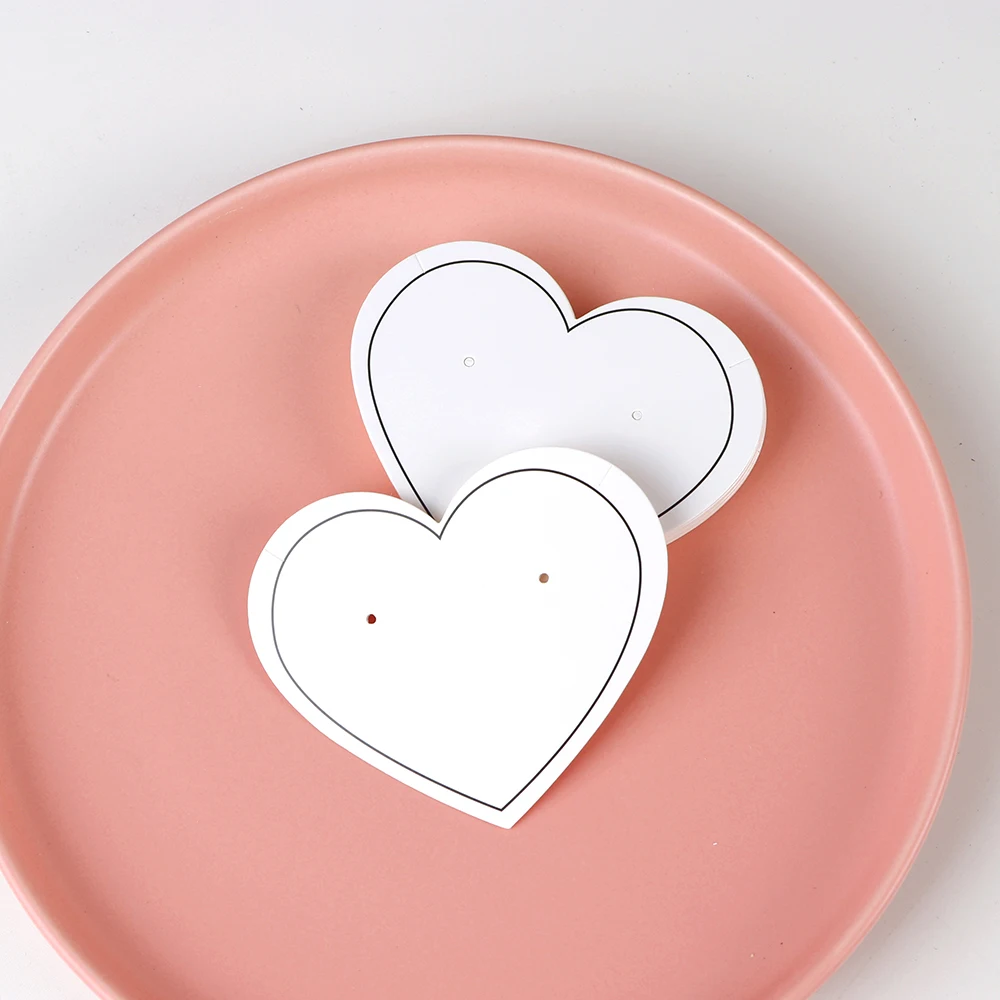 50 stücke 8,5x7cm Herzform Halskette Ohrringe Display-Karte transparente Plastiktüten DIY-Pakete für kleine Unternehmen Großhandel