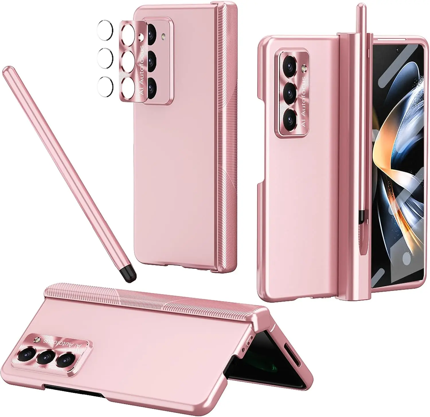 

Совместимый магнитный шарнирный чехол для Samsung Galaxy Z Fold 5, чехол с S Pen и держателем S Pen, защитный чехол на шарнире 4 в 1 для Galaxy Z Fold 5, чехол Galaxy Z Fold 5 5G, слот для ручки