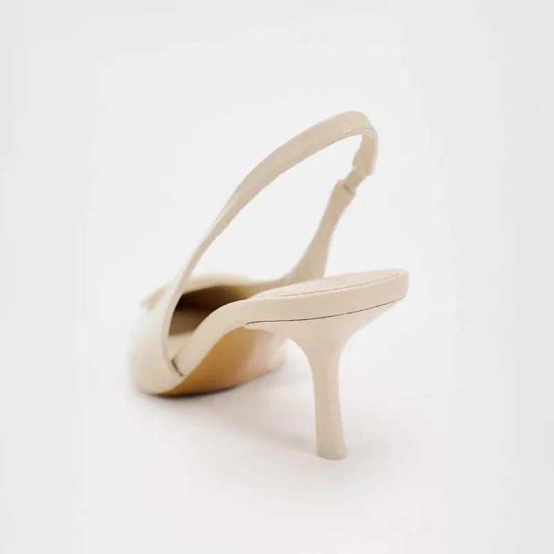 TRAF 2025 Women Fashion Beige High Heels Sexy Pointed Toes Slingbacks High Heelded Shoes Elegant Office Ladies Slingbacks Pumps 4