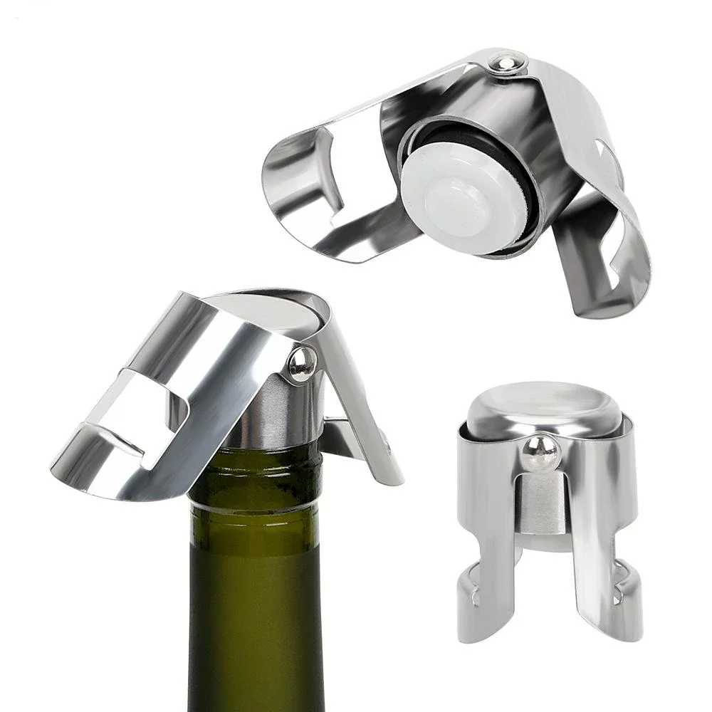 Wine Bottle Stopper Wine Beer Bottle Cork Plug Stainless Steel Champagne Sparkling stopper Bar Tools 1PC Sealing Cap