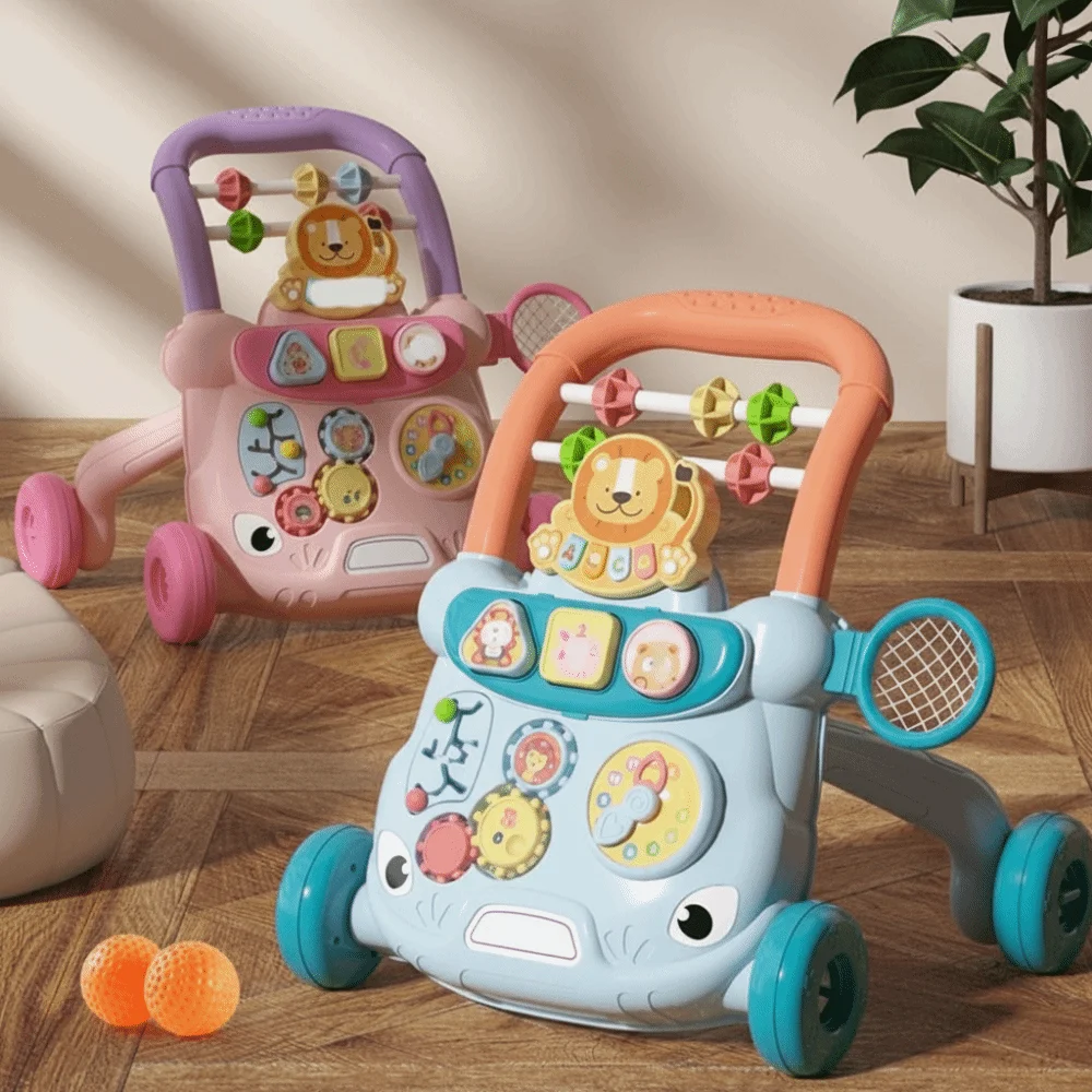 Cartoon Baby Walker Trolley scorrevole antiribaltamento musicale Baby Push Walker Attività multiple Luci musicali Trolley per bambini Regalo - immagine 2