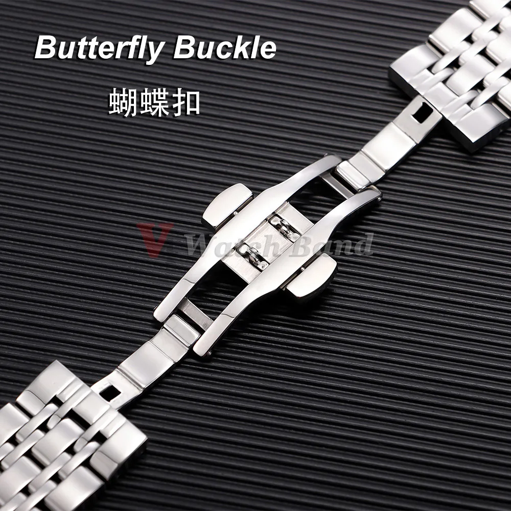 Curved Flat Solid Stainless Steel Watch Band - Multi-Size Options