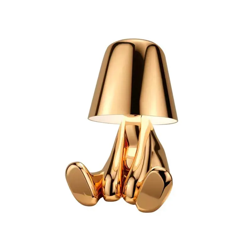 

Hot Selling Thinker Little Golden Man Table Lamp Bedroom Charging Night Light Italian INS Decorative Ornament Table Lamp