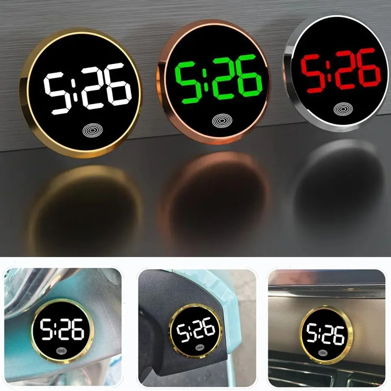 Mini Luminous Car Clock Touch Type Automobiles Internal Stick-On Digital Watch Auto Ornament
