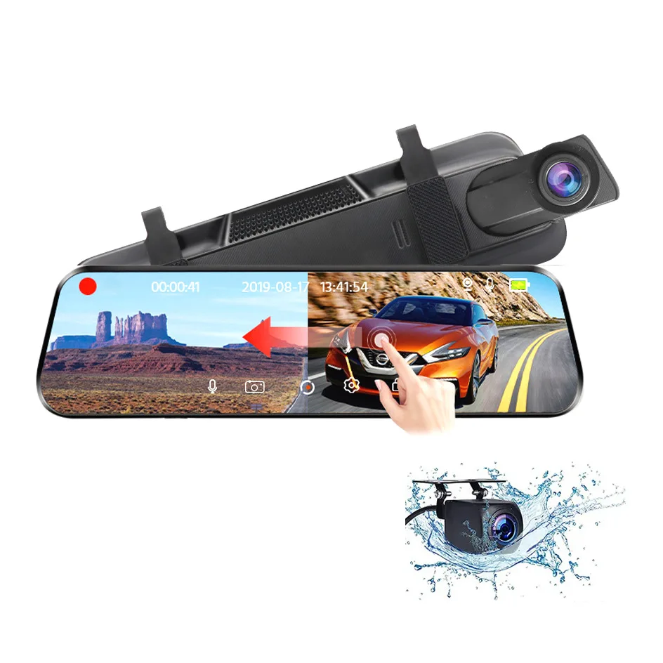 KMIND Car Dashcam 10-inch Full-Screen Streaming Car Recorder 2K HD Rearview Mirror Dual Lens with Reversing Image WIFI,car dash cam