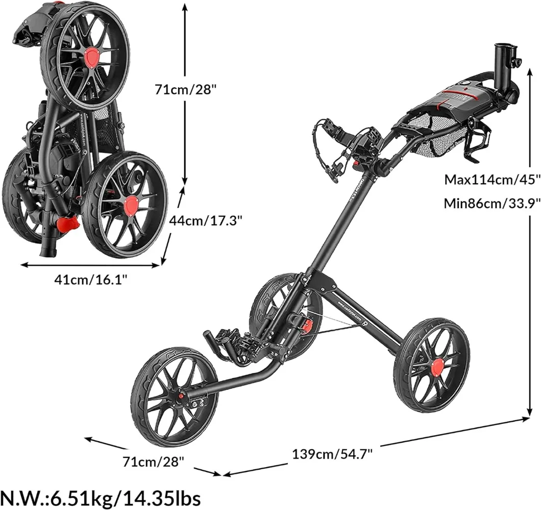 Caddylite 15.3 V2-Deluxe Quad-Fold Golf Push Cart