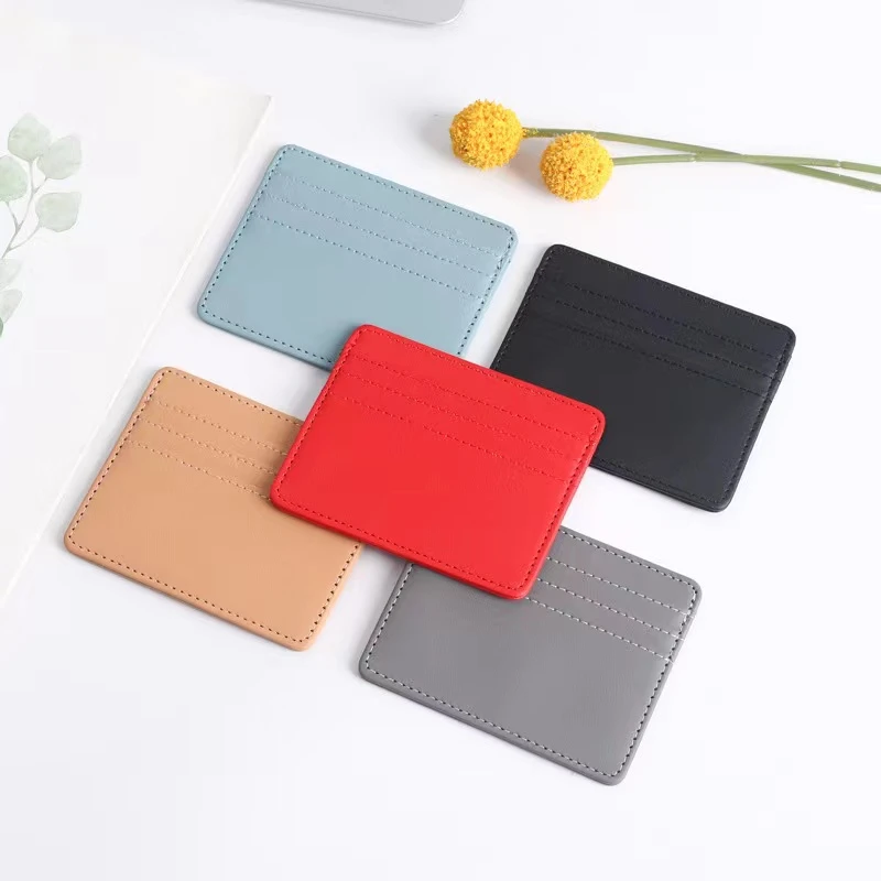 1Pc Pu Leather ID Card Holder Candy Color Bank Credit Card Box Multi