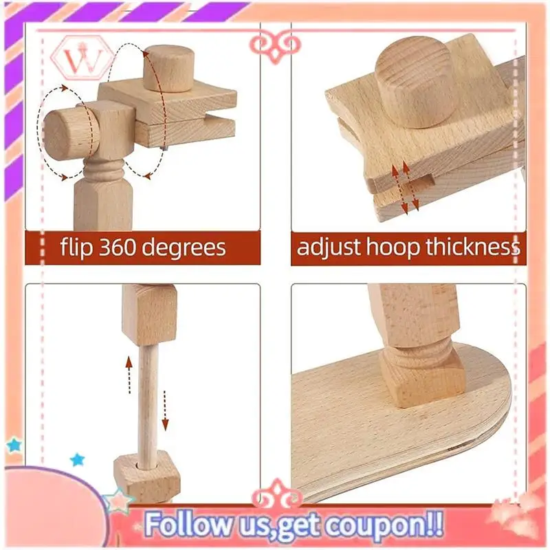 Embroidery Hoop Stand Lap Beech Wood Embroidery Hoop Holder Hands Free Needlepoint Frame Stand