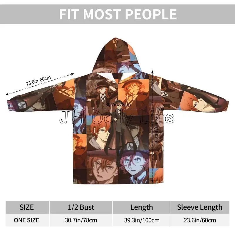 Bungou Stray Dogs Nakajima Atsushi TV Series Chuuya Nakahara Wearable Blanket Oversized Hoodie Blanket Warm Pullover Sweatshirt 4
