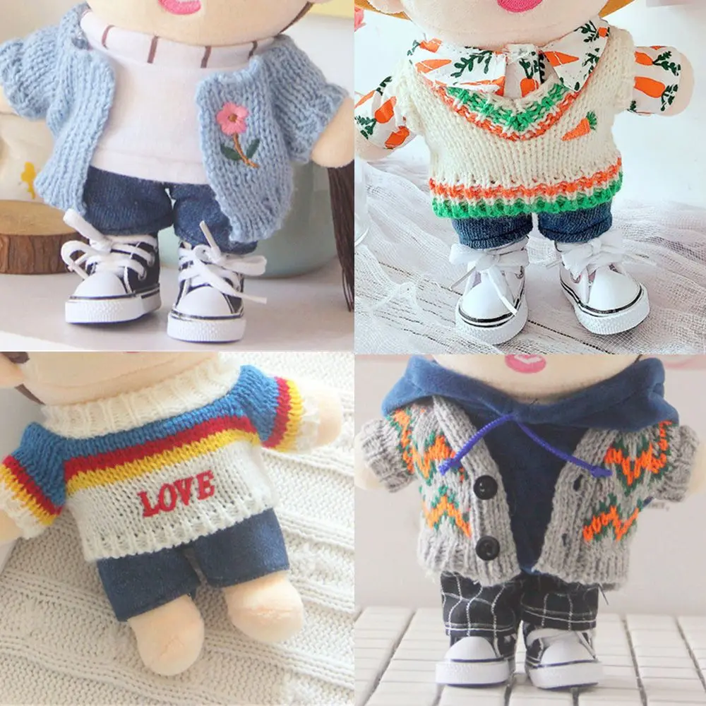 Mini Doll'S Clothes Outfit Accessories For Labubu for Elf doll Knitted Christmas Love Twisted Solid Santa Sweater Clothing