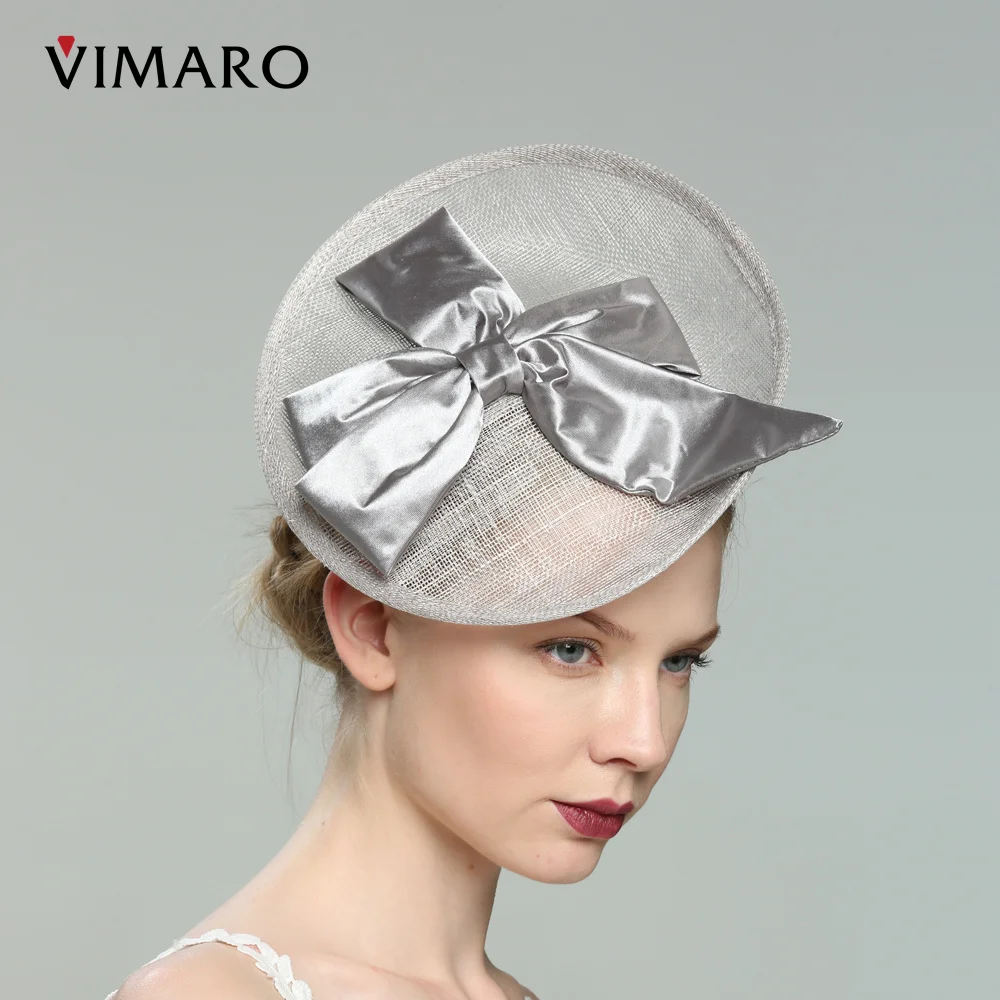 VIMARO, серая Женская Вуалетка Sinamay, женская шляпа, Свадебная и церковная Шляпа Дерби для женщин