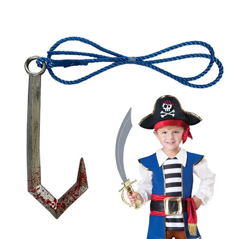 

Pirate Hook With Rope Curved Pirate Hook Costume Vivid Pirate Costume Accessories Decorative Multifunctional Dress Up Toys For