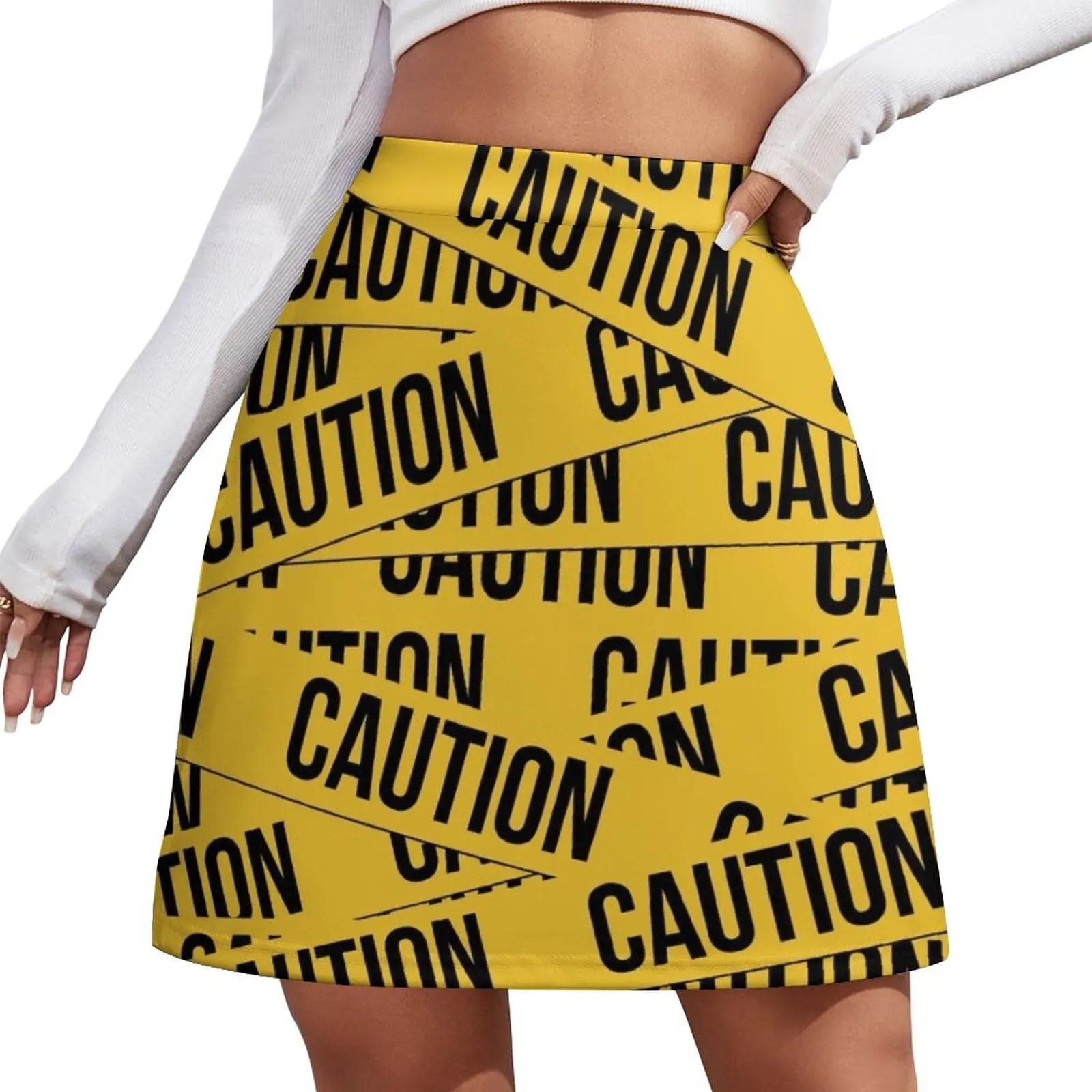 Caution Mini Skirt fairy grunge summer clothes midi skirt for women mini skirts