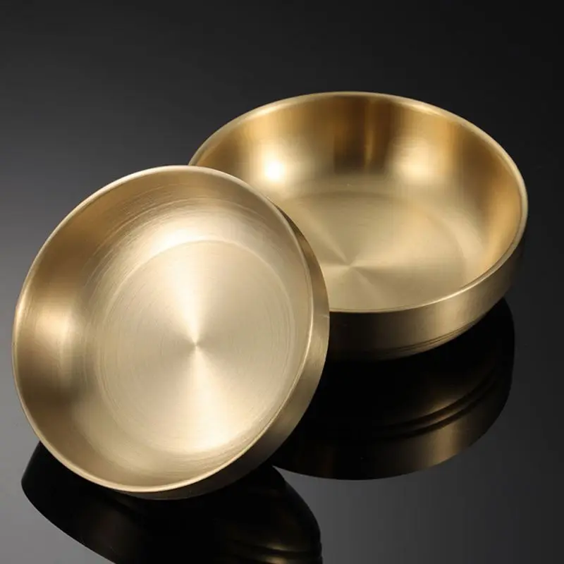 304 Stainless Steel Double Thickness Round Plates and Dishes Double Insulated Plate Kitchen Utensils appetizer plates