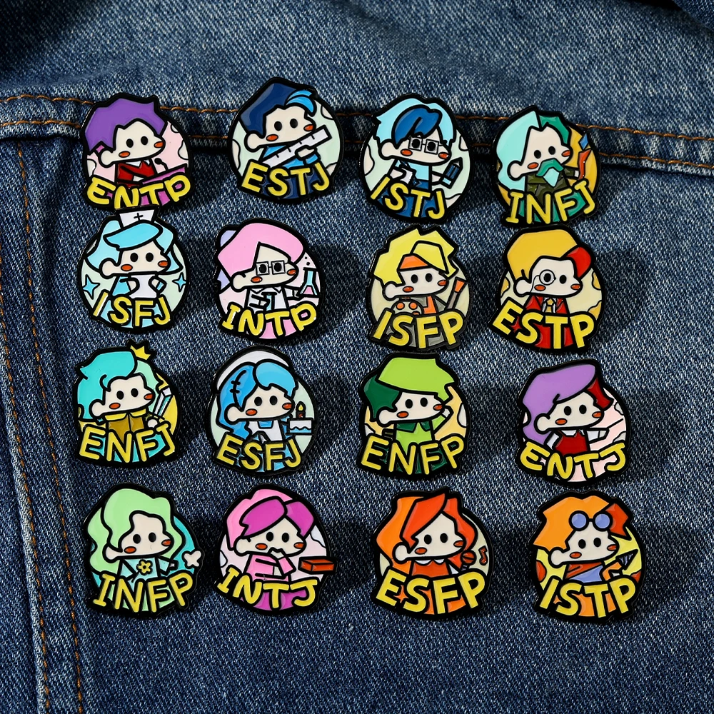 Cartoon 16 Personalities MBTI Enamel Brooches Cute Figure ESFJ