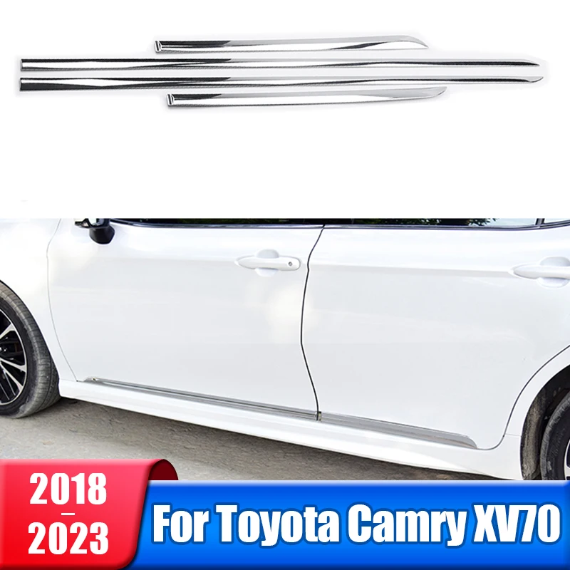 

ABS Carbon Car Side Skirt Side Body Door Trim Strips For Toyota Camry 70 XV70 2018 2019 2020 2021 2022 2023 Hybrid Accessories