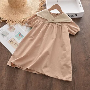 New Short Sleeve Children's Costumes Baby Girls Summer Dress Kids Korean Style Fashion Clothes Toddler Kids Casual Clothing 3-7Y 1