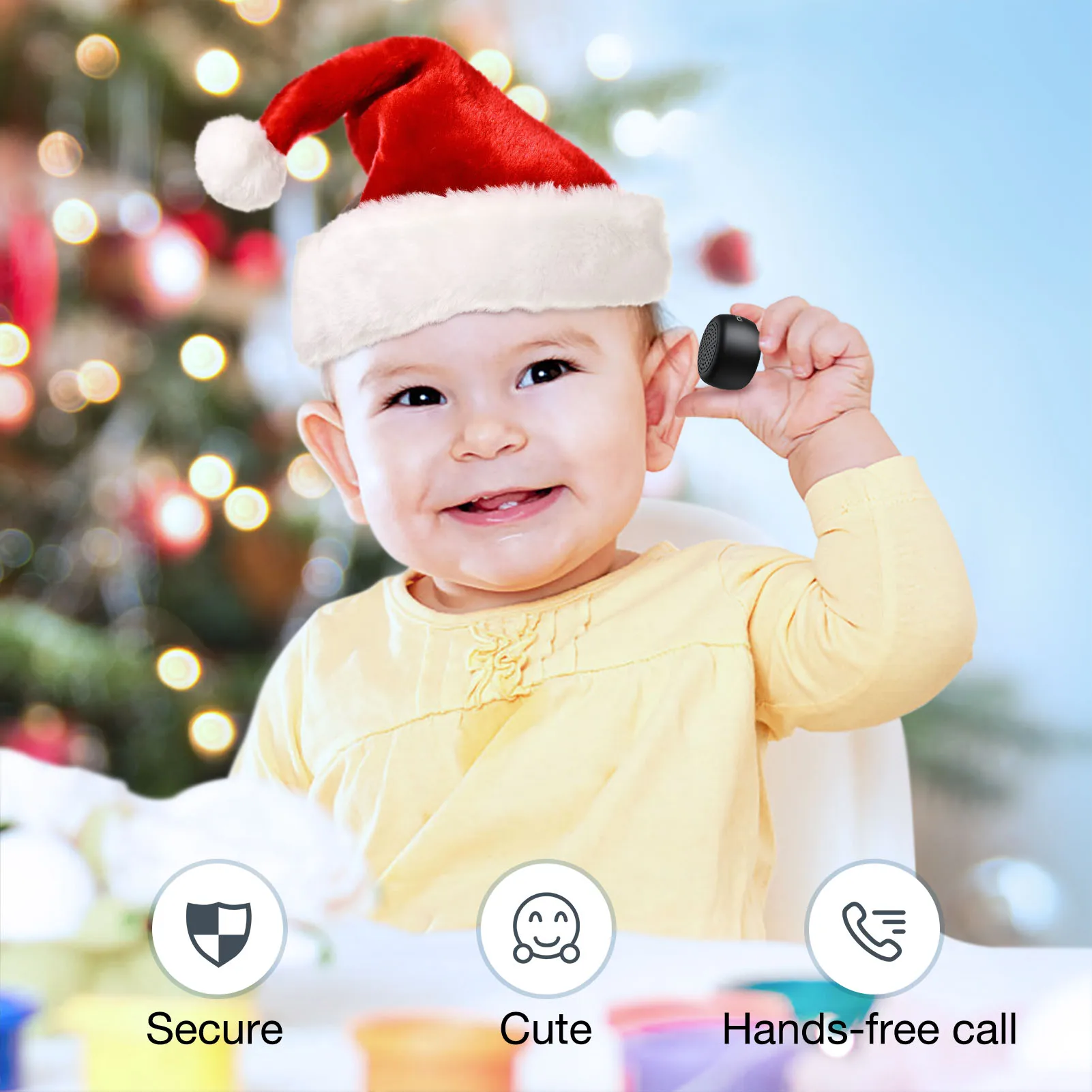 Tiny Bluetooth Speaker Smallest Mini Bluetooth Speakers Wireless Remote Shutter Hands-Free Call Built-in Mic TWS action camera