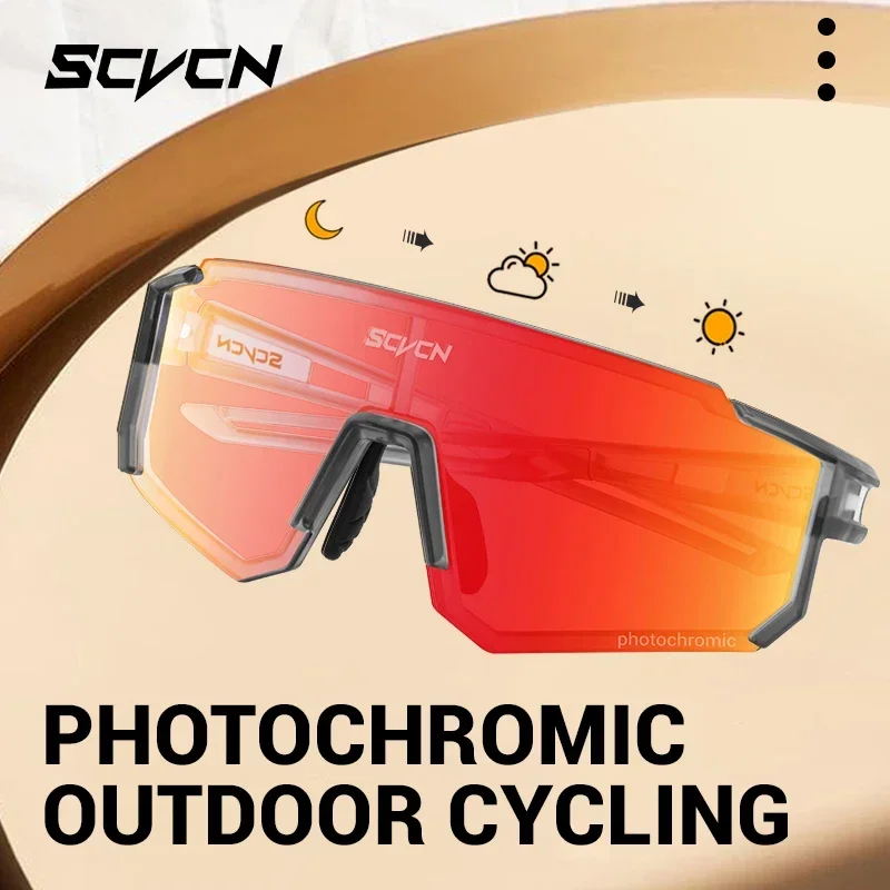 SCVCN Photochromic Hiking Eyewear Cycling Glasses Sports Sunglasses for Women Outdoor Road  MTB Bike Glasses UV400 Men Windproof