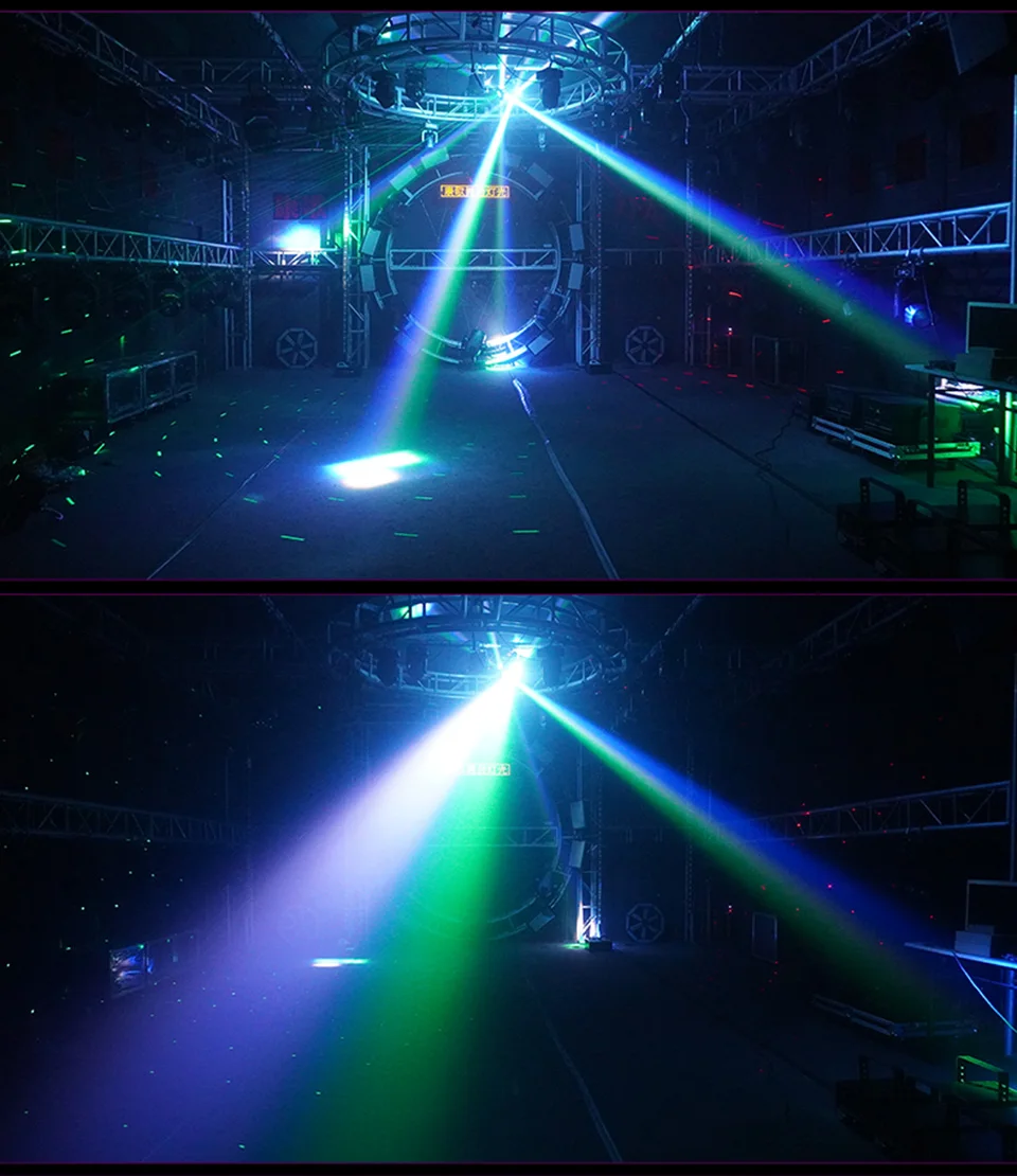RGB Double Head Laser Moving Head Light DMX512 Strobe Beam Laser Effect Rotating