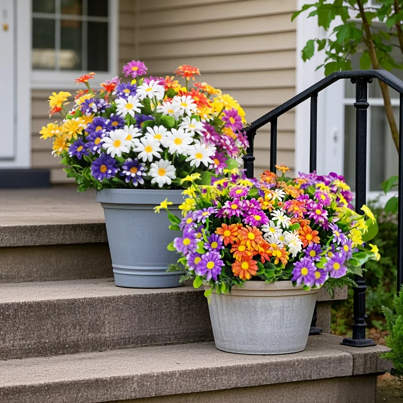 10/5/1 Bündel Outdoor Künstliche Blumen Gänseblümchen UV-beständige Sträucher Home Office Hochzeit Party Garten Veranda Cottage Dekor – Detail 8