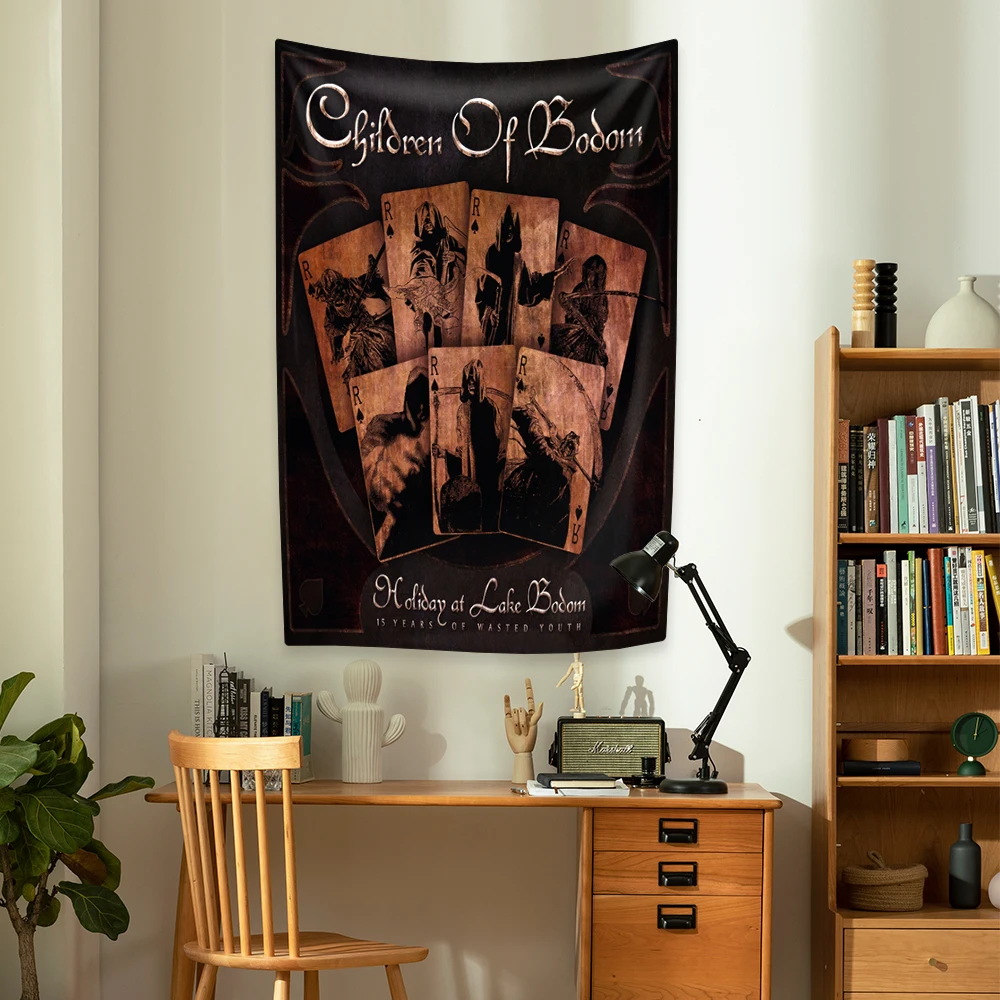 Tapestry Children Of Bodom Death Metal Rock Band Wall Hanging Background Cloth Bedroom Decor Bedspread Sofa Blanket tapestry decorations