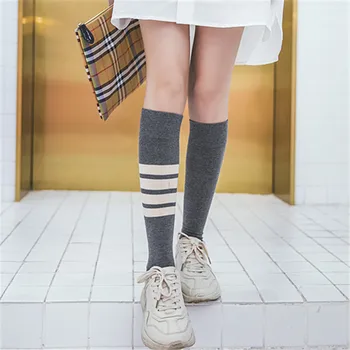 유럽 및 미국 여성용 무릎 높이 양말, 로리타 JK 긴 양말, 무릎 위 길이 허벅지 높은 양말