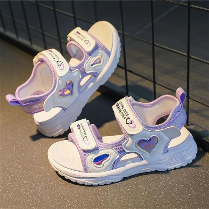 

Girl Sandals 2023 Summer Children Fashion Flat For Women's Princess Kids Baby Sports Soft Bottom Beach Shoes