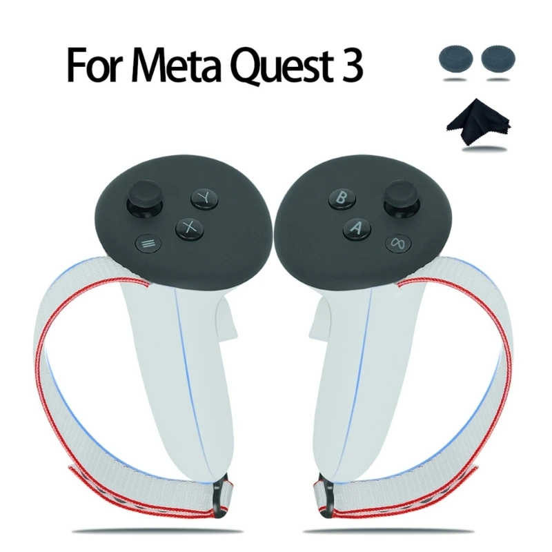 

Adjustable Strap Controller Grips Covers for Meta quest 3 Controllers Prevent Wear and Tear Grip with Rocker Caps Metal Buckle