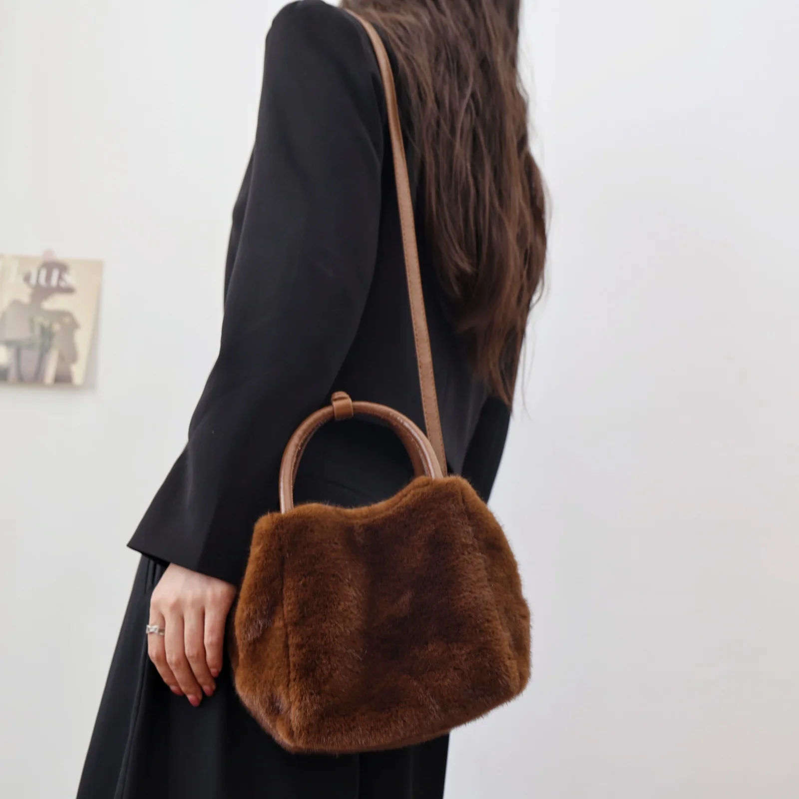 Faux Fur Fashion Handbag Women Classic Designer Shoulder Bags Leather PU Crossbody Bag for Women Messenger Bag Female