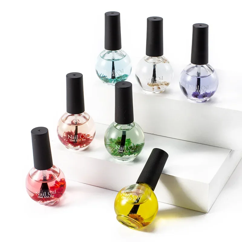 15ml Flower Nail Nutrition Oil Liquid Nail Treatments Edge Barbs Cuticle Revitalizer NailCare Pen Transparent Nail Repair Tools
