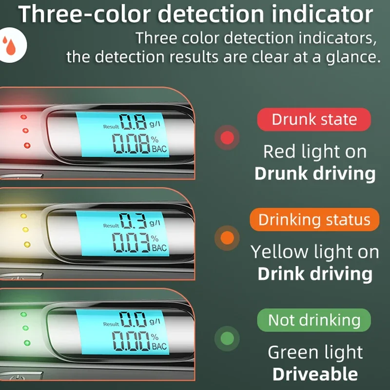 Non-contact Alcohol Tester High Precision Breathalyzer Alcometer USB Rechargeable LCD Display Digital Portable Alcohol Detector alcohol tester breath alcohol tester