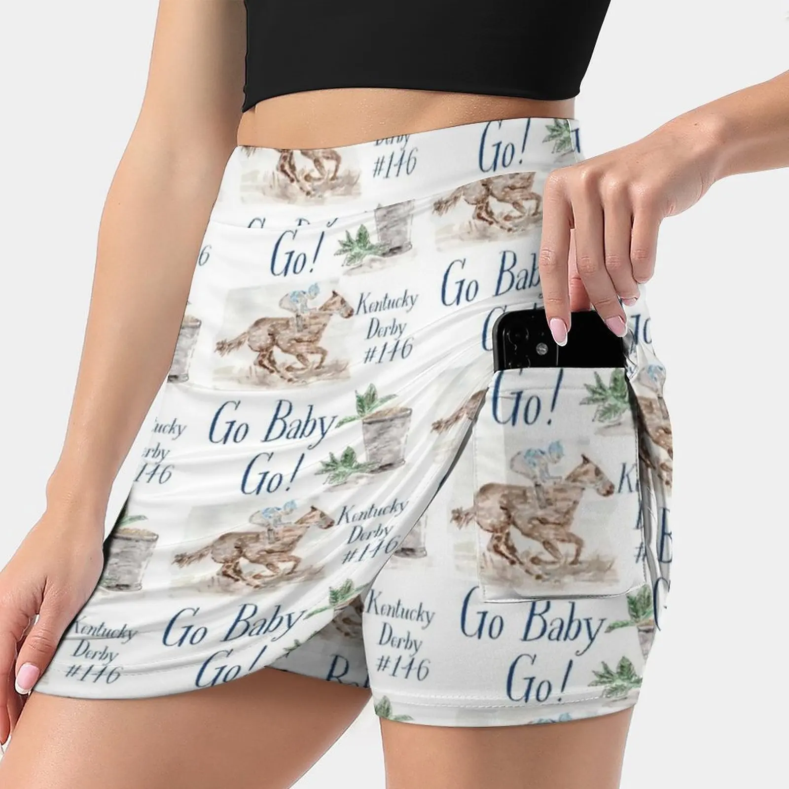 

Jockey On Horse , Mint Julep , Derby , 2020 Women's skirt With Hide Pocket Tennis Skirt Golf Skirts Badminton Skirts Running