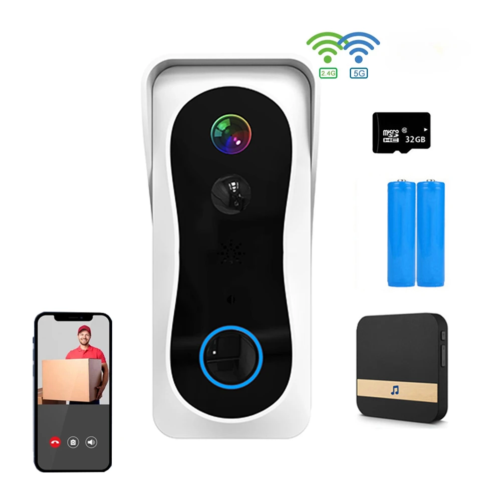 

Video Doorbell 5G 2.4G WiFi Wireless Home Smart Life Waterproof Intercom Camera