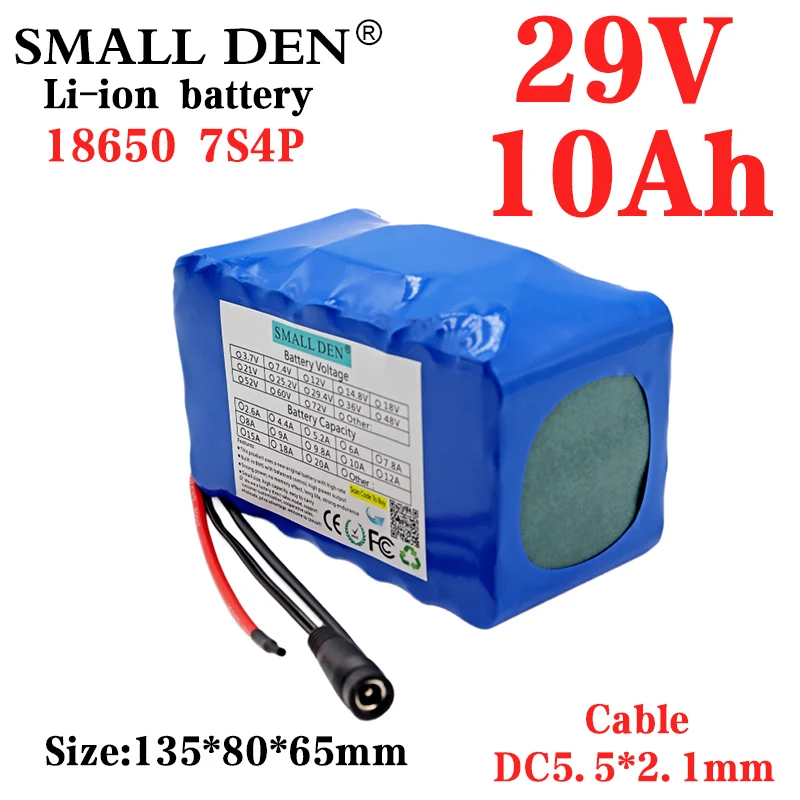 24V 10Ah 7S4P 18650 Liion Battery Pack 29.4V 10000mAh Electric Bicycle